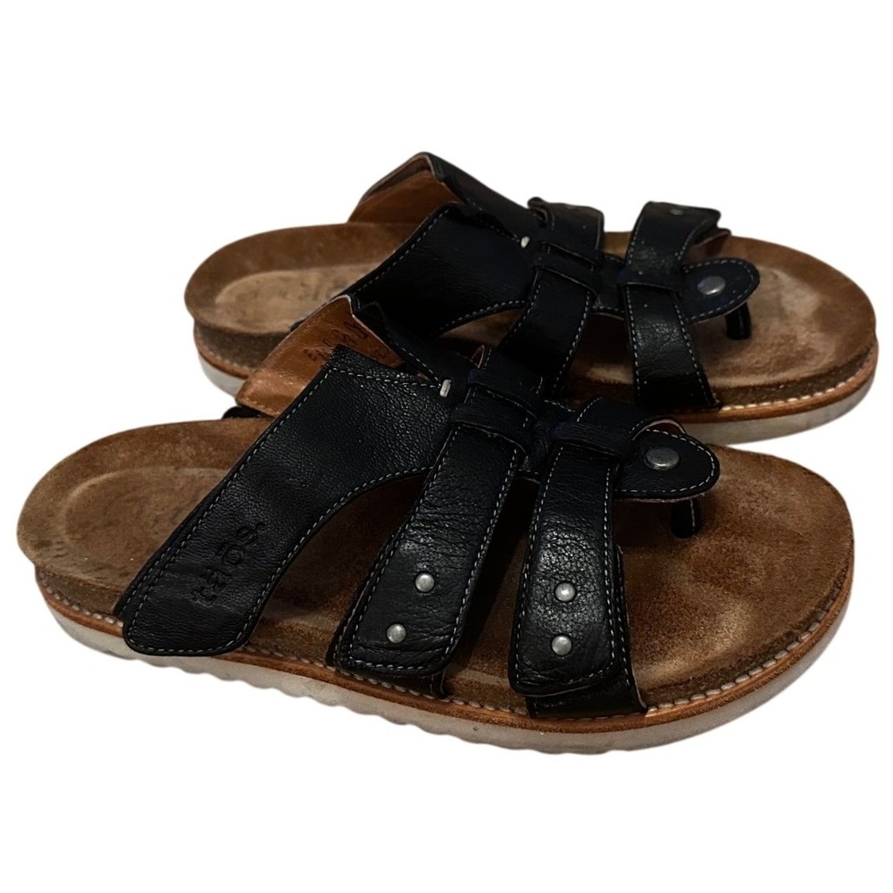Taos Black‎ Leather Studded Significant Sandals Women's 6-6.5